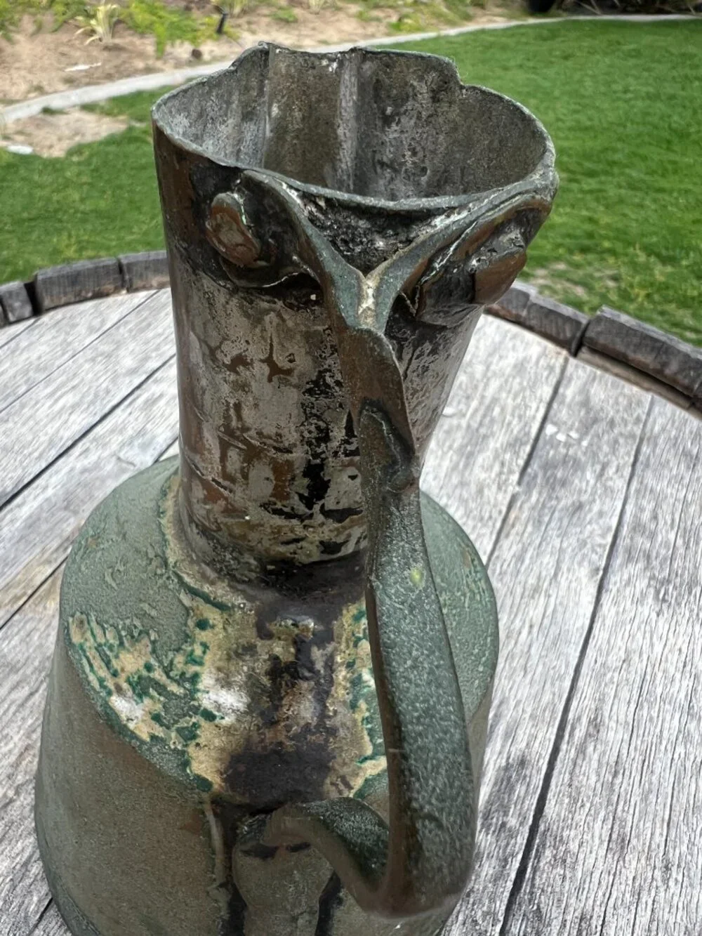 Vintage Handmade Copper Pitcher with Forged Handle - Picture 5 of 10